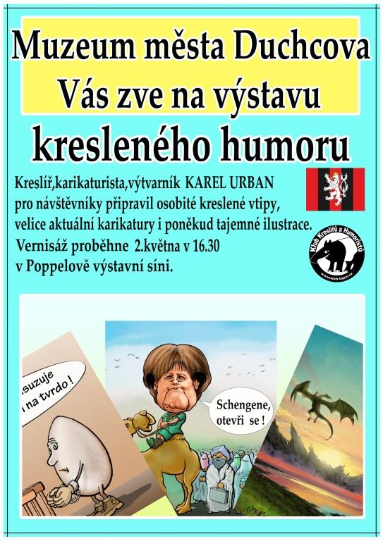 Výstava kresleného humoru v Poppelově síni v Duchcově.